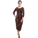 Chocolate Texture, Dark Chocolate Background Quarter Sleeve Midi Velour Bodycon Dress View1