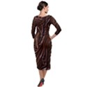 Chocolate Texture, Dark Chocolate Background Quarter Sleeve Midi Velour Bodycon Dress View2