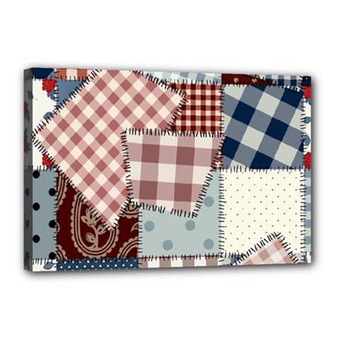 Cloth Patches Texture Macro, Patches Of Cloth Canvas 18  X 12  (stretched)