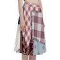 Cloth Patches Texture Macro, Patches Of Cloth A-Line Full Circle Midi Skirt With Pocket View3