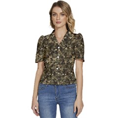 Camouflage Army Survival Uniform Puffed Short Sleeve Button Up Jacket