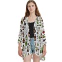 Bottle Chic Print Patterns Open Front 3/4 Sleeve Batwing Chiffon Cardigan Kimono View1
