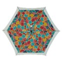 floral and leaves pattern Automatic Folding Umbrella with Case (Small) View1