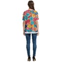 floral and leaves pattern V-Neck Split Shoulder Casual T-Shirt View4