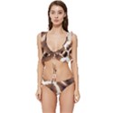 Giraffe Skin Texture Low Cut Ruffle Edge Bikini Set View1