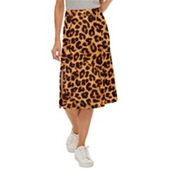 Giraffe Texture, Close-up, Giraffe Skin Texture Midi Panel Skirt