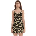 Jaguar Skin Texture, Jaguar Wool Texture, Yellow Body Wrap Sleeveless V-Neck Mini Dress View1