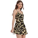 Jaguar Skin Texture, Jaguar Wool Texture, Yellow Body Wrap Sleeveless V-Neck Mini Dress View3