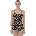 Jaguar Skin Texture, Jaguar Wool Texture, Yellow Babydoll Tankini Top View1