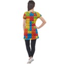 Lego Bricks, Colorful Dots Background Puff Sleeve Tunic Top View2