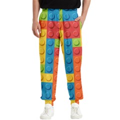 Lego Bricks, Colorful Dots Background Men s Elastic Waist Pants
