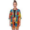 Lego Bricks, Colorful Dots Background Open Front Chiffon Kimono View1