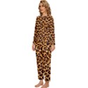 Leopard Skin Texture Macro, Brown Womens  Long Sleeve Lightweight Pajamas Set View2