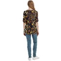 Leopard Skin Texture, Macro, Brown Women s Zip Front V-Neck 3/4 Sleeve Casual Top Pocket Shirt View4