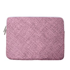 Pink Fabric Texture, Knitted Pink Texture, 14  Vertical Laptop Sleeve Case With Pocket