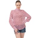 Pink Retro Texture With Circles, Retro Circles Background, High Neck Long Sleeve Chiffon Top View1