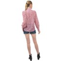 Pink Retro Texture With Circles, Retro Circles Background, High Neck Long Sleeve Chiffon Top View2
