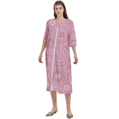 Pink Retro Texture With Circles, Retro Circles Background, Women s Cotton 3/4 Sleeve Nightgown