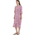Pink Retro Texture With Circles, Retro Circles Background, Women s Cotton 3/4 Sleeve Nightgown View2