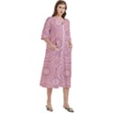 Pink Retro Texture With Circles, Retro Circles Background, Women s Cotton 3/4 Sleeve Nightgown View3