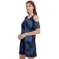 Purple Camo Women s Cold Shoulder Round Neck Mini Dress