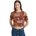 Retro Education Texture, Creative Education Background Women s Round Neck Short Sleeve Crop Top View1