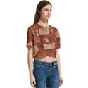 Retro Education Texture, Creative Education Background Women s Round Neck Short Sleeve Crop Top View3