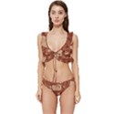 Retro Education Texture, Creative Education Background Low Cut Ruffle Edge Bikini Set View1