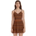 Seamless Wooden Planks Brown Wooden Background Body Wrap Sleeveless V-Neck Mini Dress View1