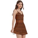 Seamless Wooden Planks Brown Wooden Background Body Wrap Sleeveless V-Neck Mini Dress View3