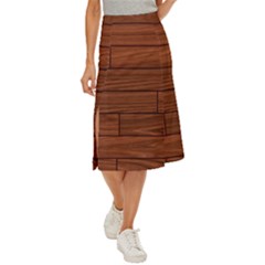 Seamless Wooden Planks Brown Wooden Background Midi Panel Skirt