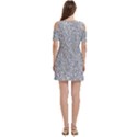 Silver Glitter Texture, Light Creative Background Women s Cold Shoulder Round Neck Mini Dress View4