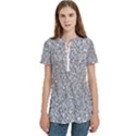 Silver Glitter Texture, Light Creative Background Women s Zip Front V-Neck Short Sleeve Casual Top Pocket Shirt View1
