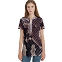 Snake Skin, Reptile Skin, Snake Skin Textures, Brown Snake Women s Zip Front V-Neck Short Sleeve Casual Top Pocket Shirt View1