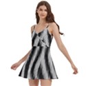 Zebra Texture, Zebra Wool, White Black Background Body Wrap Sleeveless V-Neck Mini Dress View2