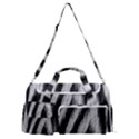 Zebra Texture, Zebra Wool, White Black Background Sports Gym Duffle Bag with Shoe Compartment View1