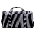 Zebra Texture, Zebra Wool, White Black Background Sports Gym Duffle Bag with Shoe Compartment View2