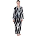 Zebra Texture, Zebra Wool, White Black Background Women s Long Sleeve Satin Pajamas Set	 View1