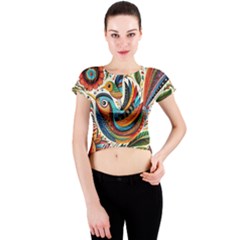 Madhubani Art A Crew Neck Crop Top