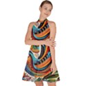 Madhubani Art A Sleeveless Halter Neck A-Line Dress View2