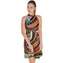 Madhubani Art A Sleeveless Halter Neck A-Line Dress View3