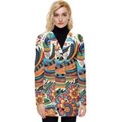 Madhubani Art A Button Up Hooded Coat 