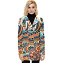 Madhubani Art A Button Up Hooded Coat  View1