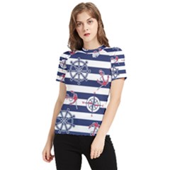 Seamless Marine Pattern Women s Short Sleeve Rash Guard