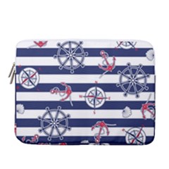 Seamless Marine Pattern 14  Vertical Laptop Sleeve Case With Pocket