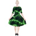 Lightning Electricity Pattern Green Quarter Sleeve A-Line Dress With Pockets View2
