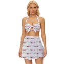 Wine Glass Pattern Vintage Style Bikini Top and Skirt Set  View1