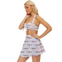Wine Glass Pattern Vintage Style Bikini Top and Skirt Set  View2