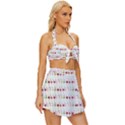 Wine Glass Pattern Vintage Style Bikini Top and Skirt Set  View3