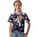 Japanese Wave Koi Illustration Pattern Kids  Cuff Sleeve Scrunch Bottom T-Shirt View1
